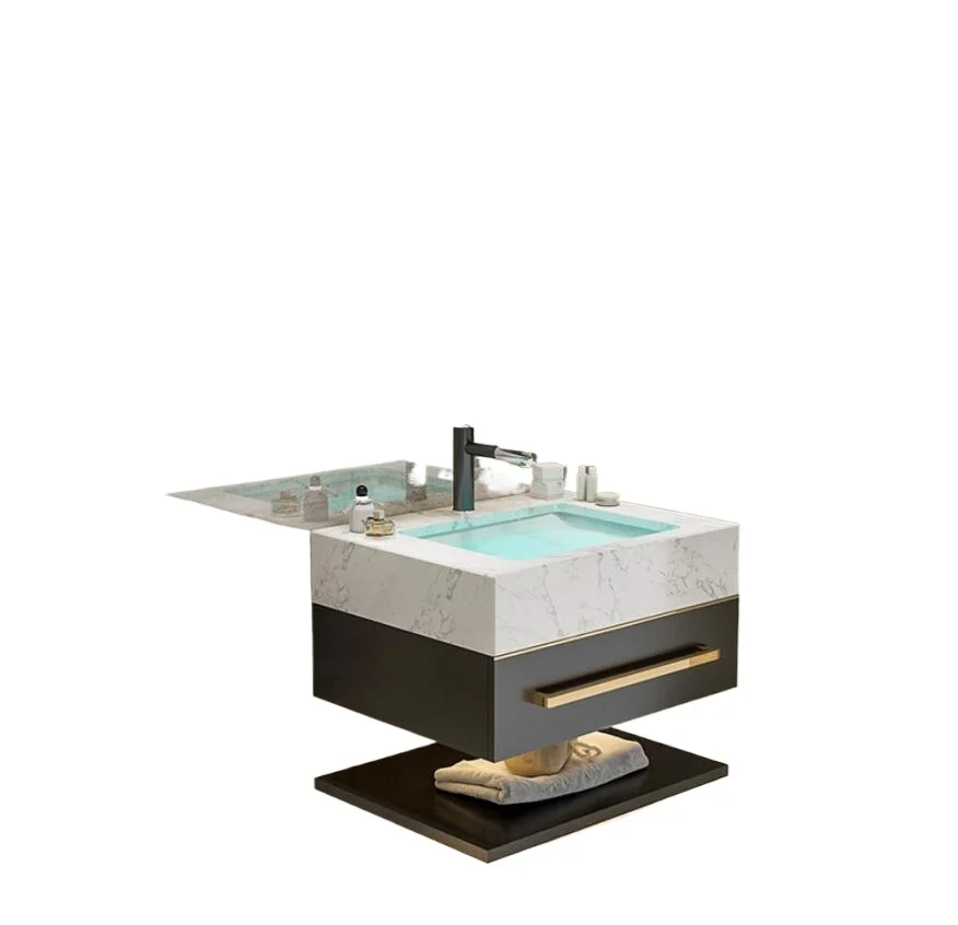 Modern Wall Mounted Matte Black Double Basin Bathroom Cabinet Vanity Set Single Sink Floating Vanity With Mirror