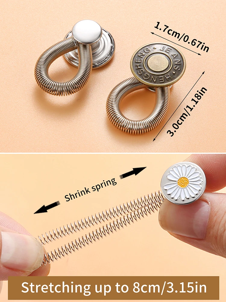 2/5/10pcs denim pants buttons, slightly enlarged waist, adjustable and detachable buttons, pants waist extension buttons 3