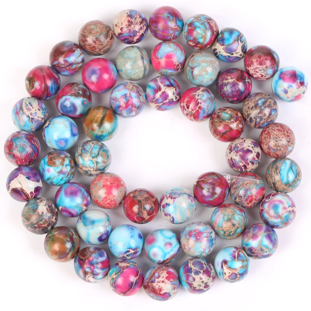 Vibrant Natural Stone Beads - Multi-Size Colorful Jaspers & Turquoises for DIY Jewelry & Bracelets