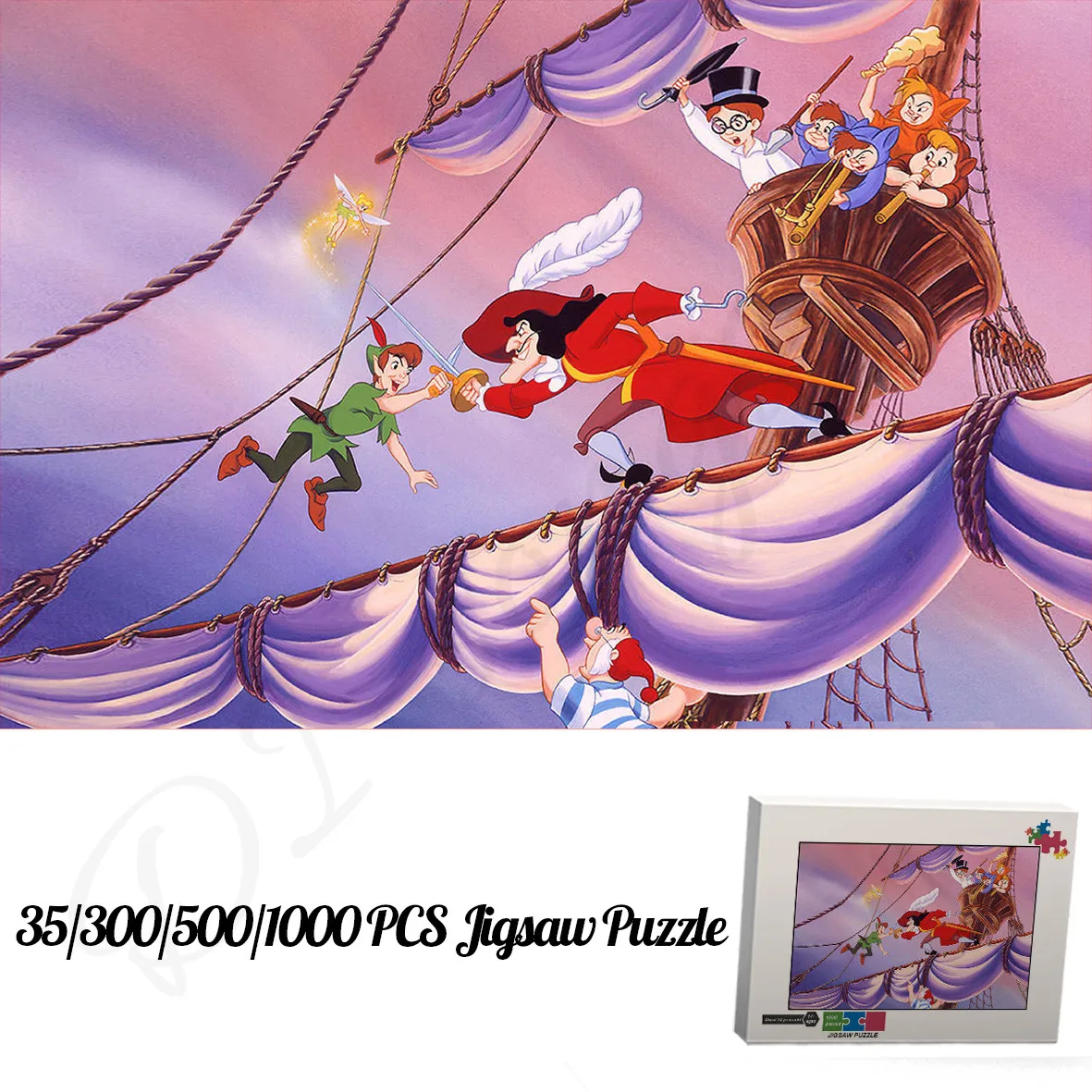 Disney Peter Pan Puzzles for Kids and Adults 35 300 500 1000 Pieces of Wooden Jigsaw Puzzles Educational Unique Toys and Hobbies