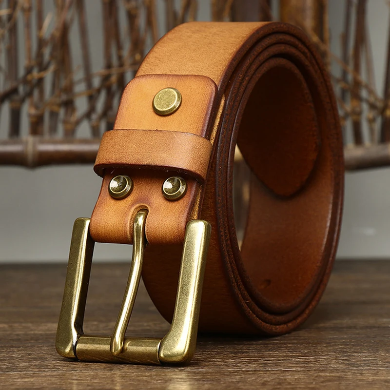 3.8CM Genuine Leather For Men High Quality Buckle Jeans Casual Belts Business Cowboy Waistband Male Designer