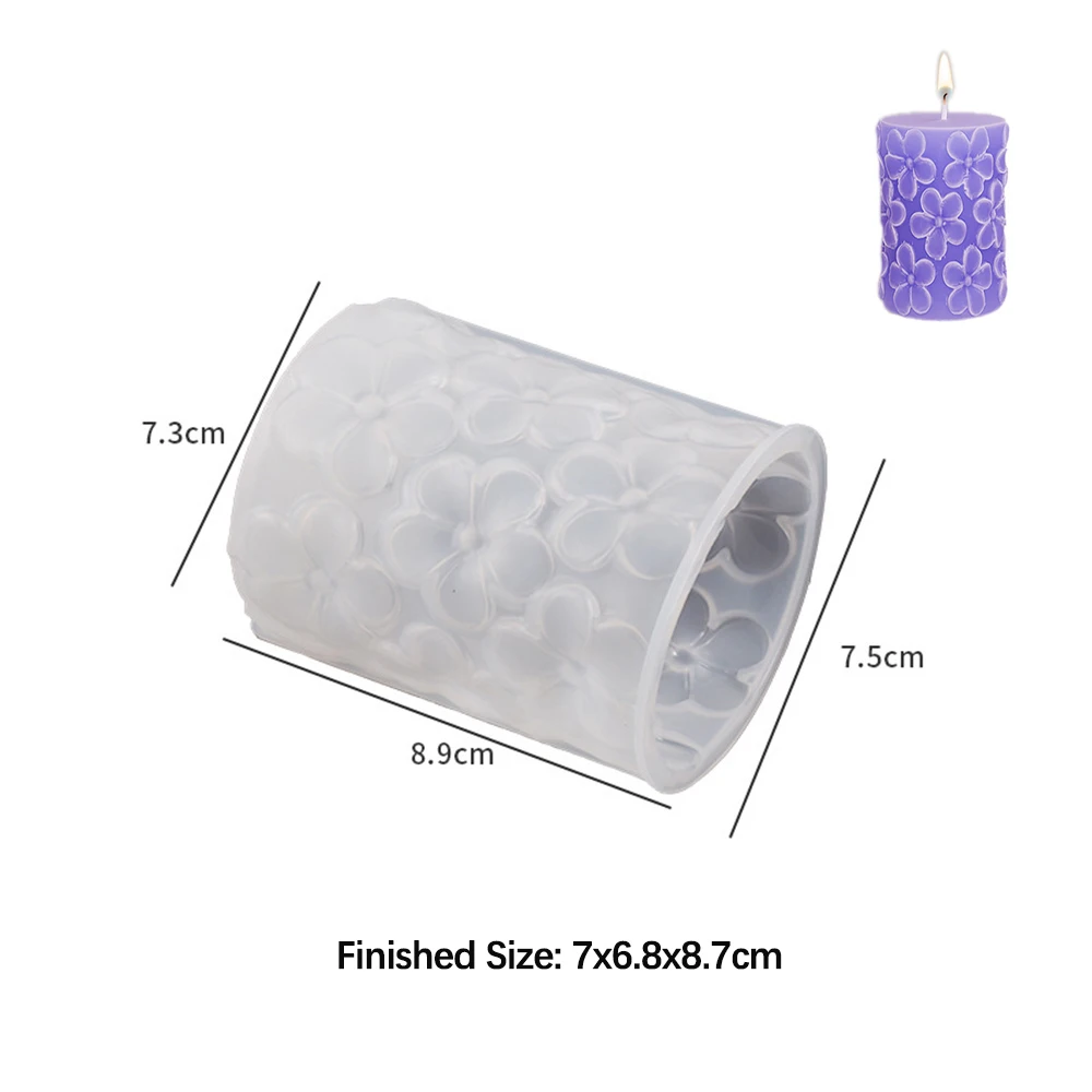 Description Picture 3 of itemCarved Cylindrical Candle Silicone Mold Butterfly Flowers Plants Pattern Wave Mold for Soap Resin Mold Candle Making Mold Tools