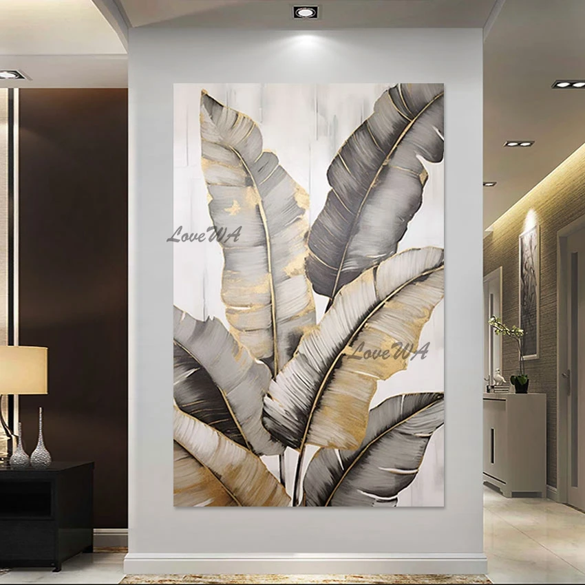 

Large Modern Abstract Paintings 3d Leaf Acrylic Design Textured Canvas Picture New Arrival Wall Art Mural Frameless Decoration