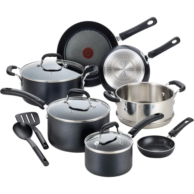 T-fal Stainless Steel Cookware Set 11 Piece Induction Oven Broiler