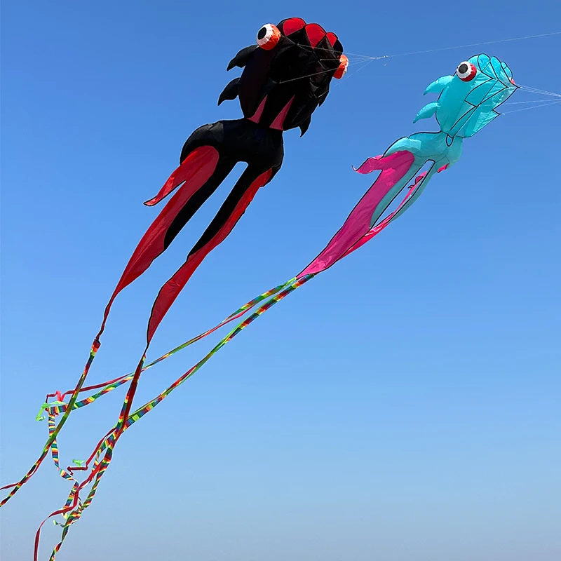 3D 10M 3-Color Goldfish Soft Kite Large Soft Animal Professional Kites Outdoor Inflatable Beach Kite Easy To Fly and Tear Proof 5