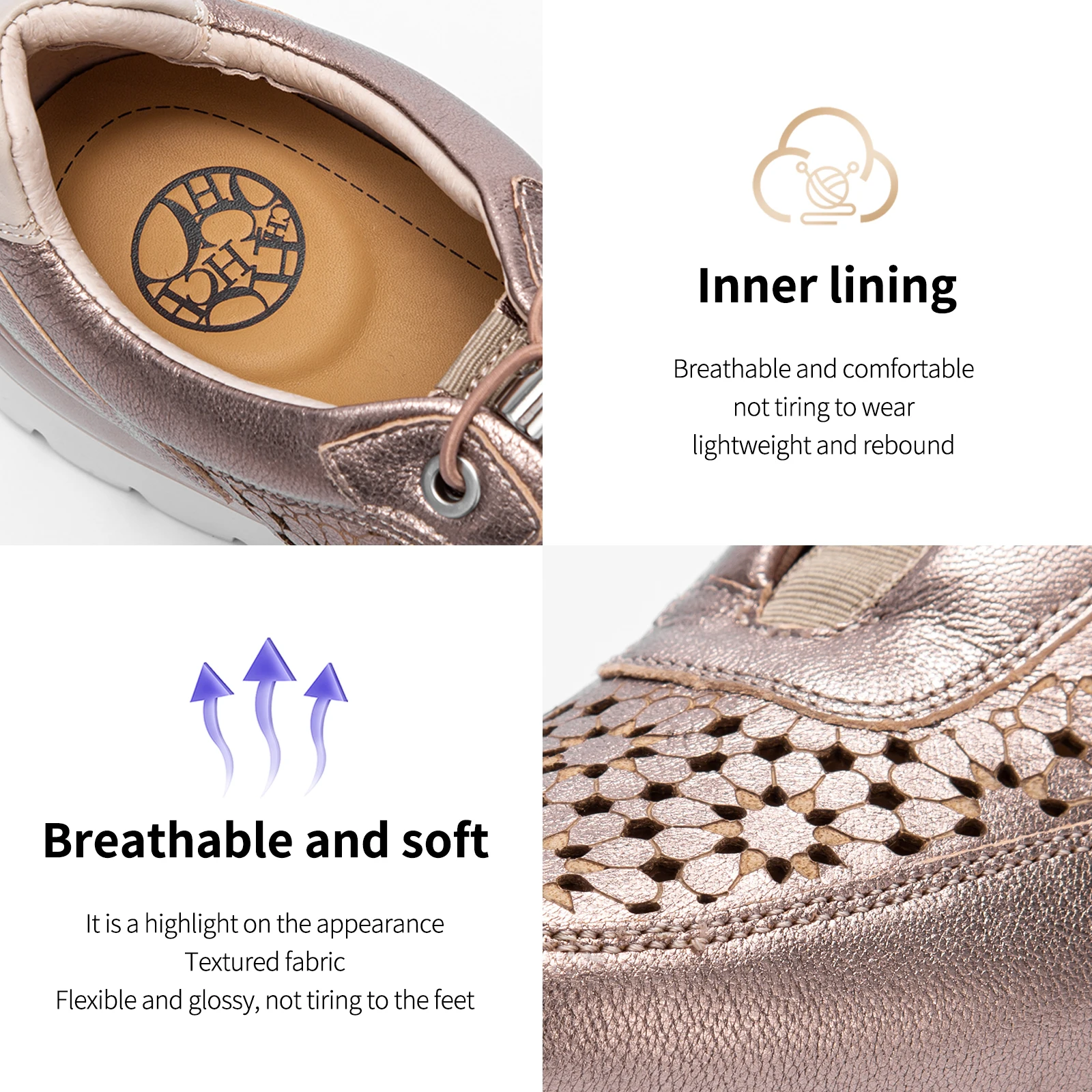 حذاء كاجوال مطبوع مجوف فريد للنساء ، تصميم بسيط ،...