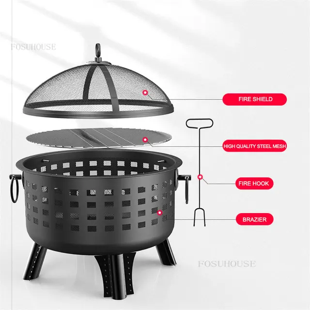 Háztartási Tűz Pit Terasz Bútorok Kültéri Brazier Füst Nélküli 25,5 Hüvelykes Kandalló Máglya Medence Kerti Udvar Grill - Image 5