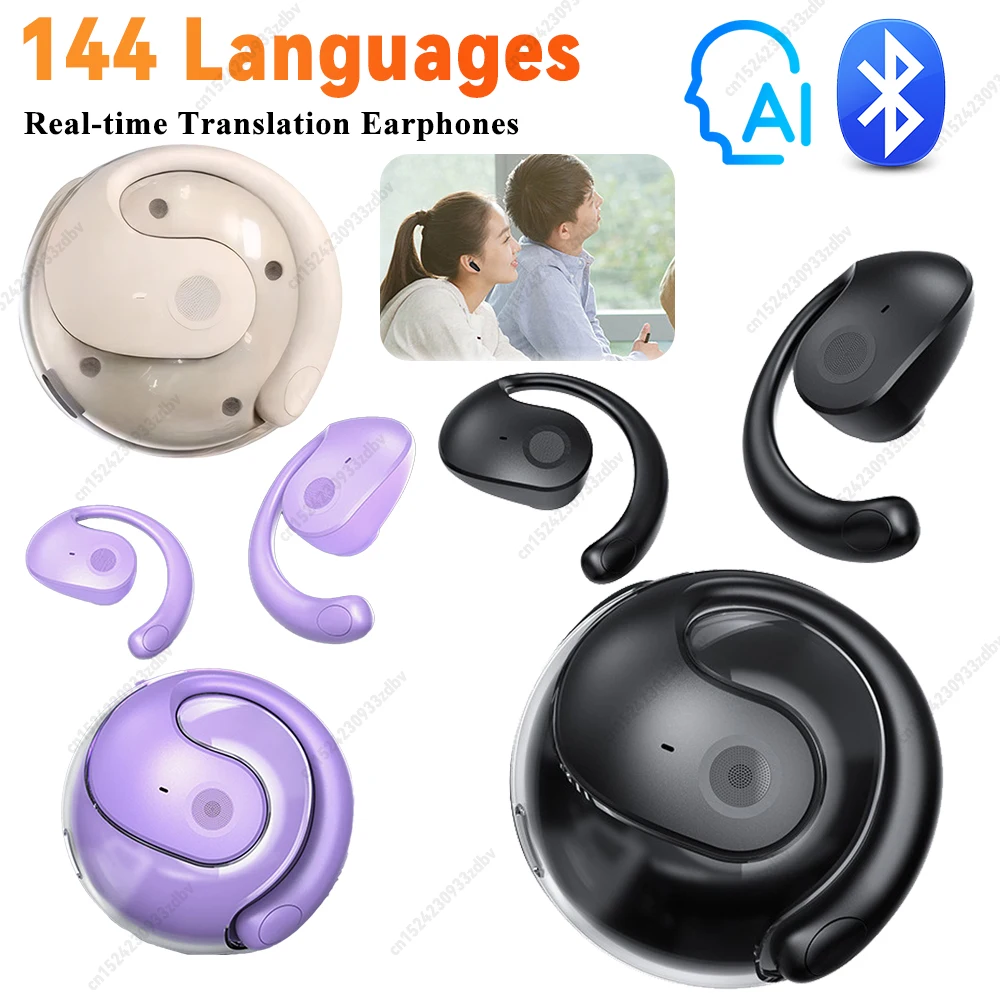 Intelligent Real-time Translation Earbuds Global 144 Languages Wireless BT Translation Earphones Waterproof Smart Voice Earbuds Translator Earbuds Translator Earphones Voice Translator Language Translator Wireless Earbuds Translation Headset