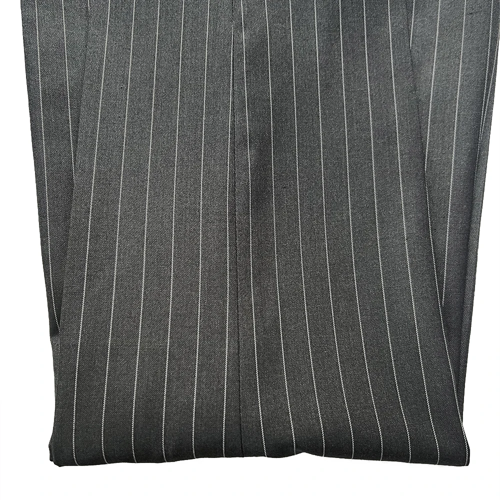 Dark Gray Wide Stripe Double Breasted Suits for Men | Custom Tailored Fit with Cuffed Pants & Wide Lapel Business Formal Wear