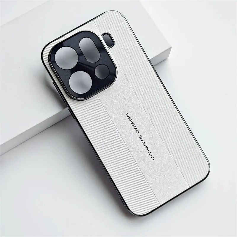 Luxury Electroplated Leather Texture Shockproof Bumper Case with Camera Protection