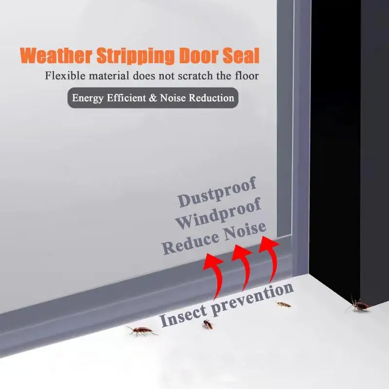 Door Bottom Seal Strip Weather Window Rubber Self Adhesive Windproof Dust Sealing Tape
