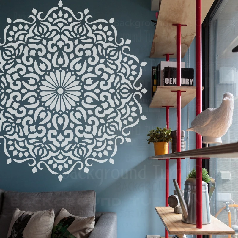 Stencils for Painting on Wood Wall Home Decor,A4 29cm Mandala Totem Flower  DIY Reusable Stencils Painting Scrapbook Art Templates for Painting on Wood