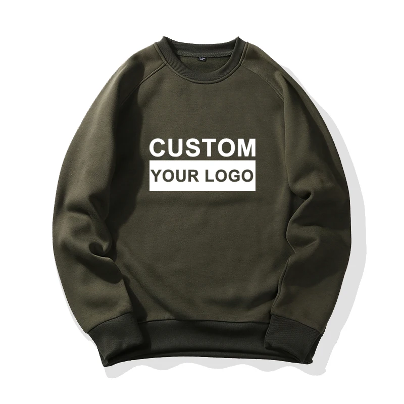 

Custom Logo Printing 100% Polyester Sweatshirt Long Sleeves 330gsm Crewneck Pullover Solid Color Loose Tees Men's Clothing