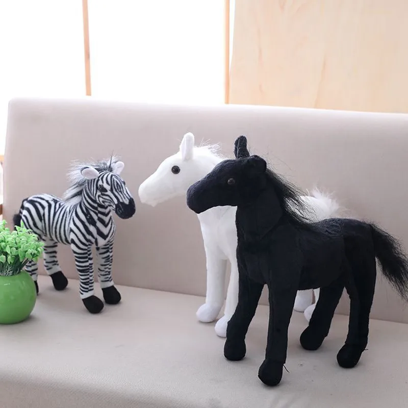 Simulation Zebra White Black Horse Stuffed Plush Toy Birthday Gift white organic handmade amigurumi zebra rattles toy