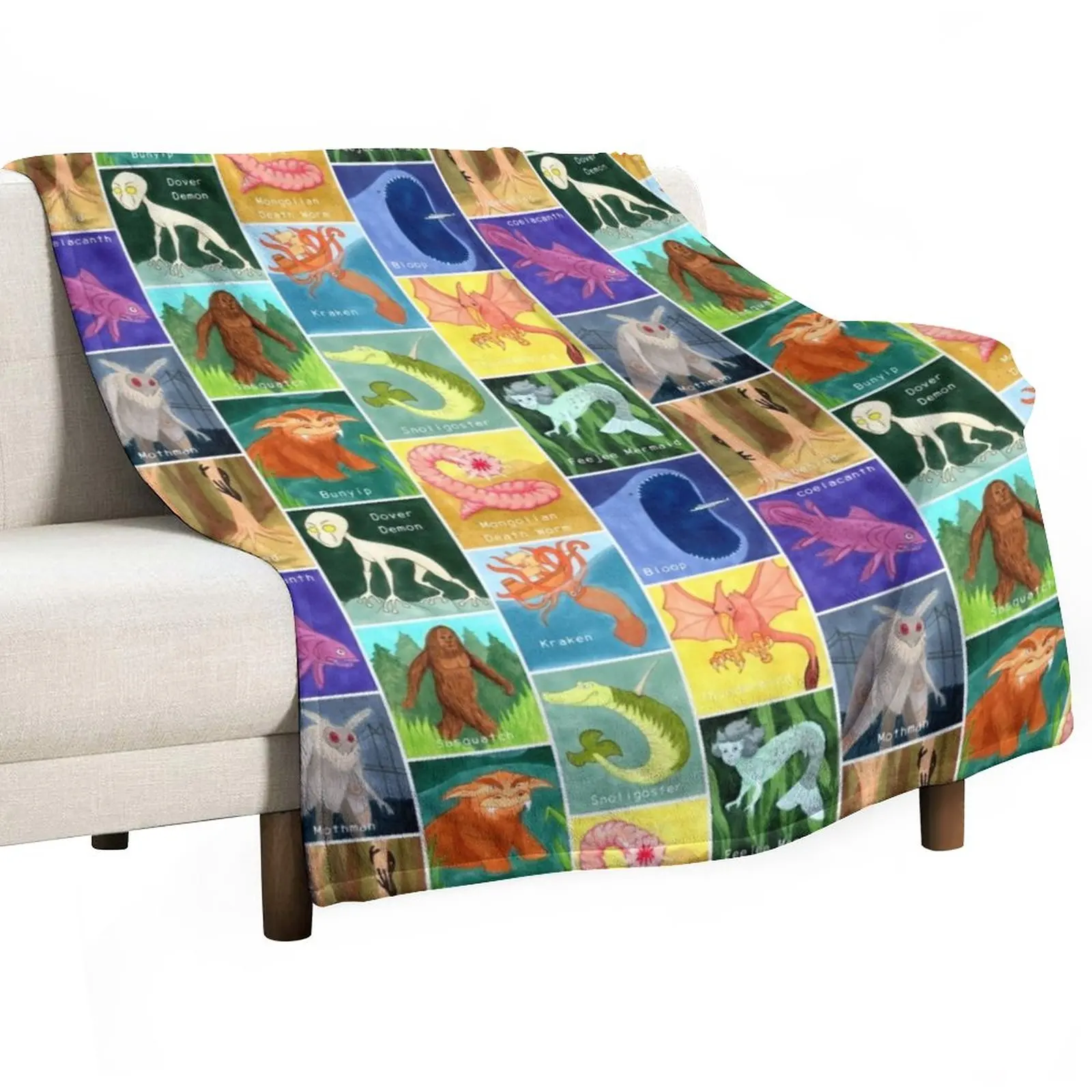

Creepy Cute Cryptids Throw Blanket Blanket For Sofa Retro Blankets Decorative Sofa Blankets