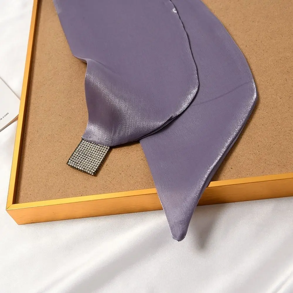 Fashion Satin Wraps Neck Diamond Soft False Collar Simple Solid Color Silk Scarf