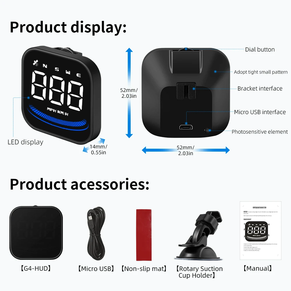 G4 GPS Ʈ    ÷ LED ڵ ӵ, ˶ ˸, KMH MPH ħ,   ڵ ׼