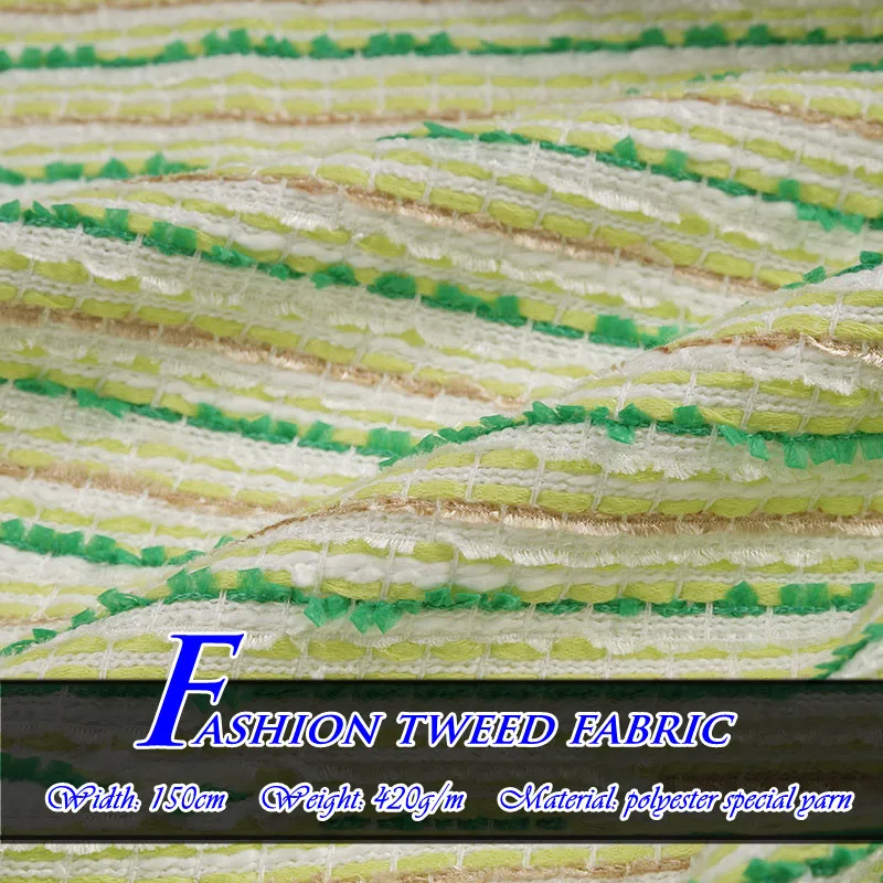 

Fashion Woven Tweed French Spring Autumn Knitted Fabric Mint Green High-end Clothing Knitted Fabric Needlework Material Cloth