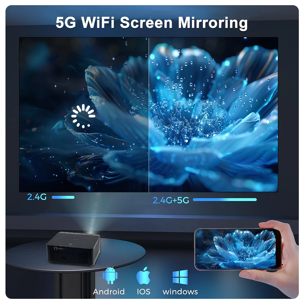 Voxflix VF71 1080P 프로젝터, 4K 디코딩 지원, 35000 루멘, 안드로이드 비디오 빔, 홈시어터, 자동 초점 및 키스톤 보정