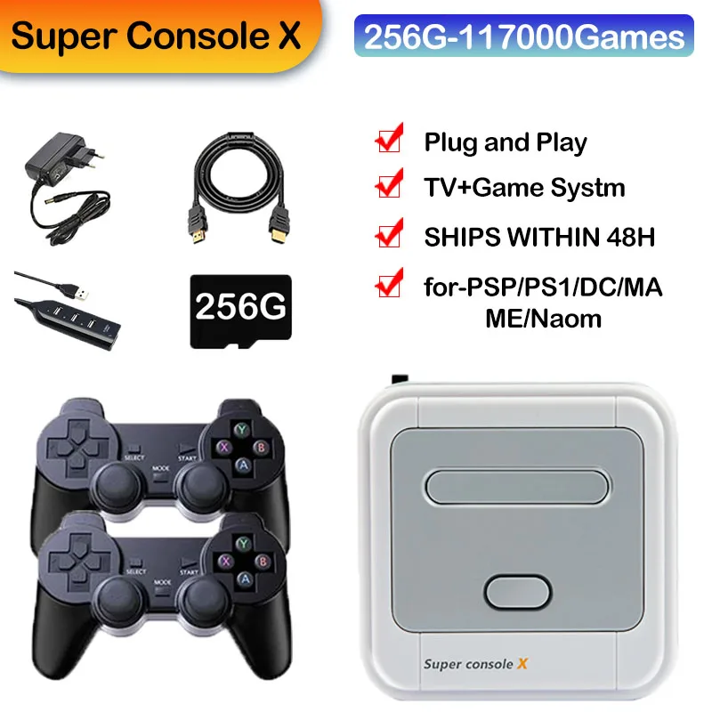 

Video Game Console with GamepadsBuilt-in 117000+Games Super Console X 80 Emulators Video Games for PSP/PS1/DC/MAME/Naomi