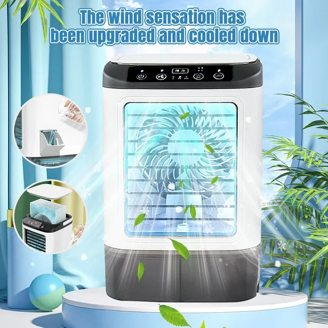 Multi-function Portable Cooling Fan Air Cooler Spray Conditioner 3 Wind Speeds 7 Color LED Small Silent Desk Air For Office 4