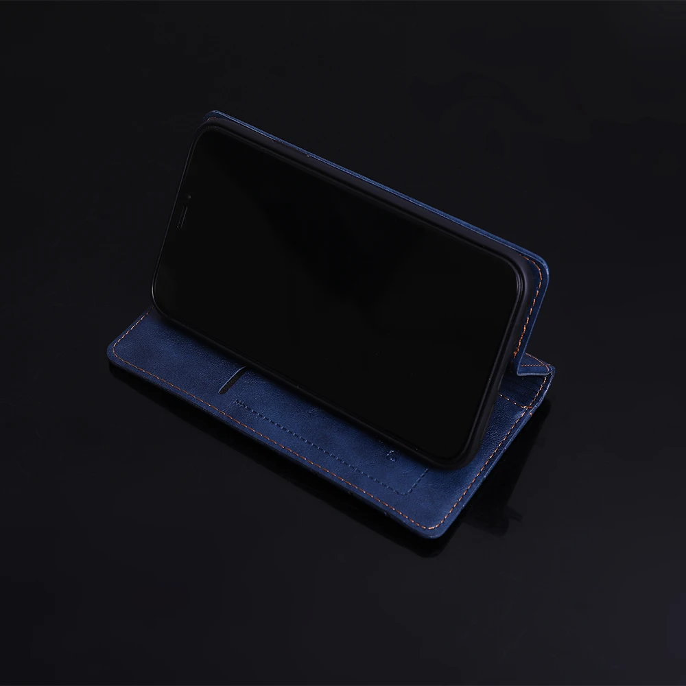 Magnetic Card Flip Leather Phone Case with Book-Style Design and Back Skin Pouch