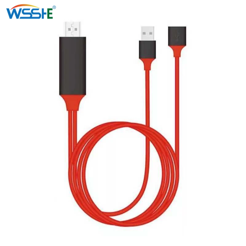 

USB To HDMI-compatible Adapter Converter Three-In-One Mirror Cable AV HD TV Video Universal for Iphone IPad Android