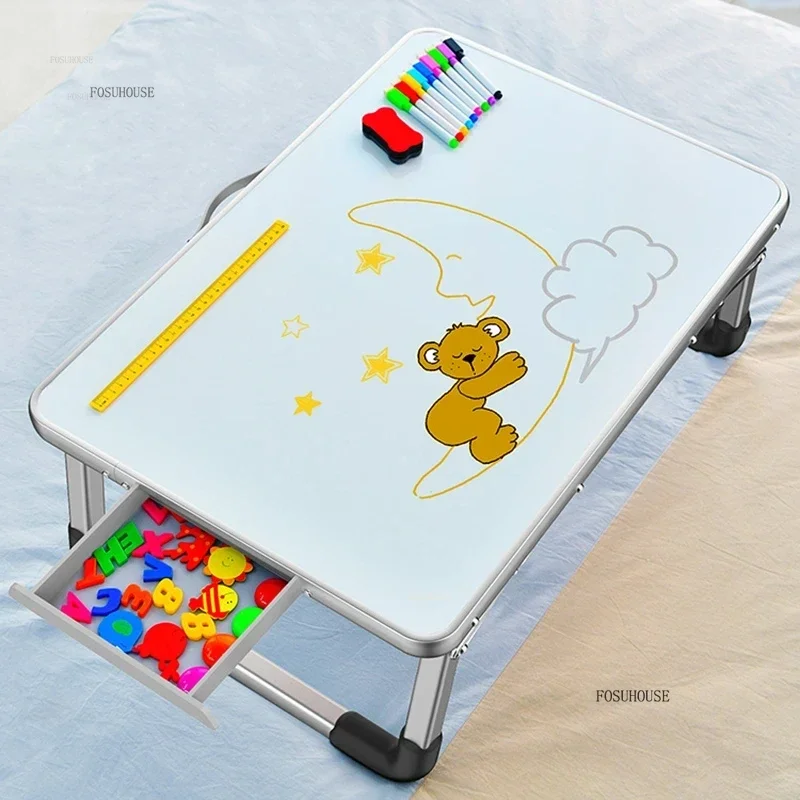 Foldable Children's Tables Simple Multi-function Computer Desk Home Drawing Board Tables Children's Writing Desk Bed Study Table