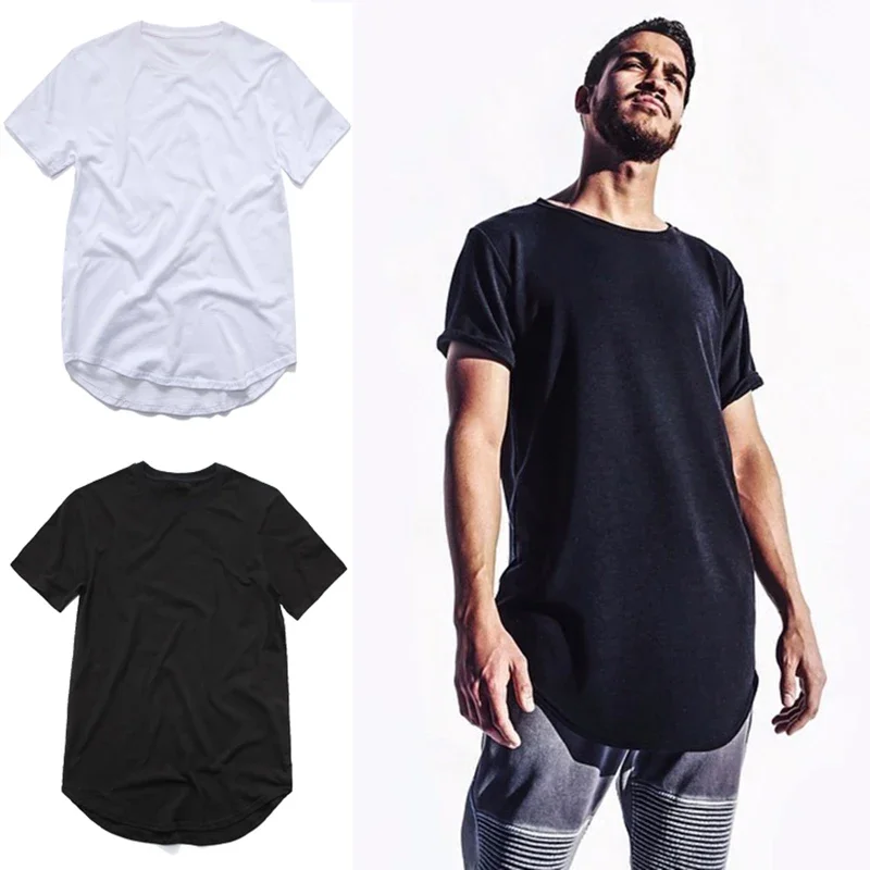 

Men T Shirt Solid Colors Casual Hip Hop Shirts Curved Hem T-shirt Men Fashion Streetwear Clothing Male O-neck Tee Shirt