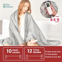 120V, 10 temperature settings with LCD Heated Blanket Electric Throw,1-12 hours Auto Shut Off, Detachable and machine washable 2
