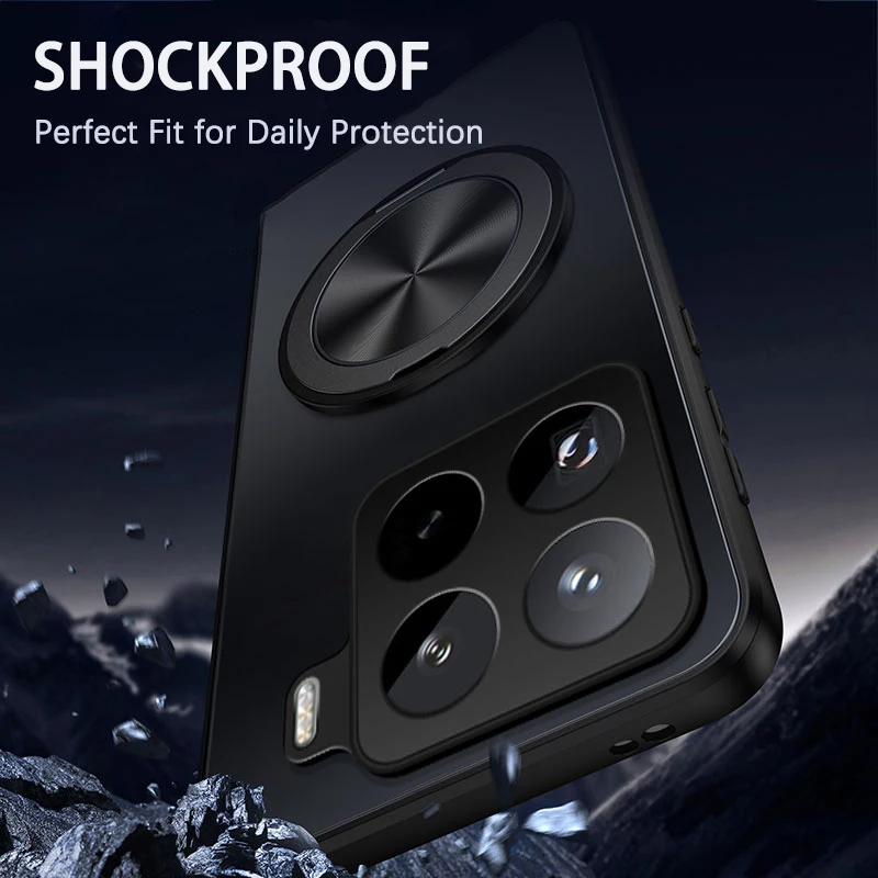 Magnetic Ring Stand Holder Case with Ultra Matte Lens Protector