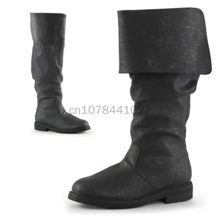 Medieval Men Knight Prince Cosplay Gothic Retro Punk Leather Boots Halloween Carnival Stage Party Props Shoes Elf Vintage Boot