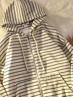 Zip Up Women Korean Style Hoodies For Girls Top Vintage stripe Long Sleeve Oversized Hooded Sweatshirt Jacket Casual Large Coats - Image 5