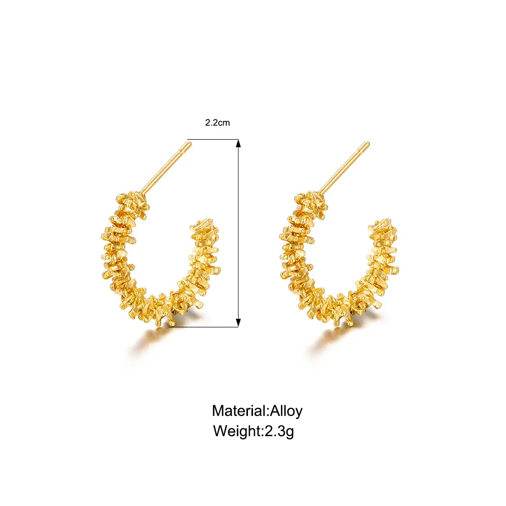 Retro C-shaped Geometric Earrings for Women Fashion Metal Gold Silver Color Stud Earring Luxury Wedding Trendy Jewelry Party