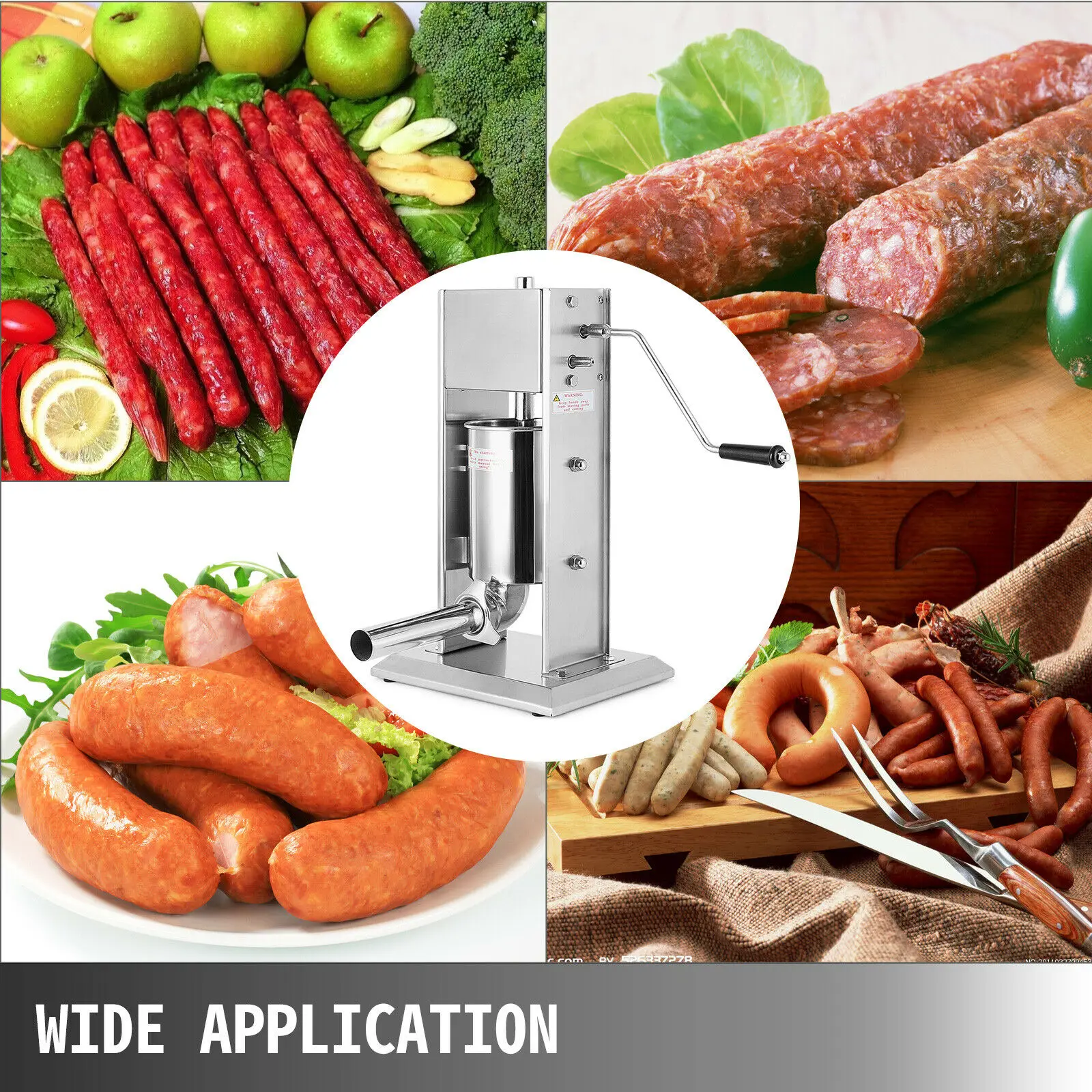 VEVOR EU Stock 3L 5L 7L Sausage Stuffer Filler Maker Meat Machine Slow/Fast Vertical With 5 Stuffing Tubes 6