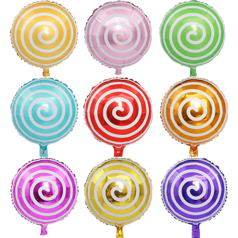 

18inch Multicolor Round Lollipop Foil Balloons Candy Windmill Inflatable Air Ballons Baby Shower Birthday Party Decorations Kids