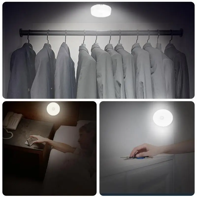 Motion Sensor Night Light USB Charging Night Lamp Bedroom Use For Kitchen Bathroom Closet Intelligent Body Light Sensor