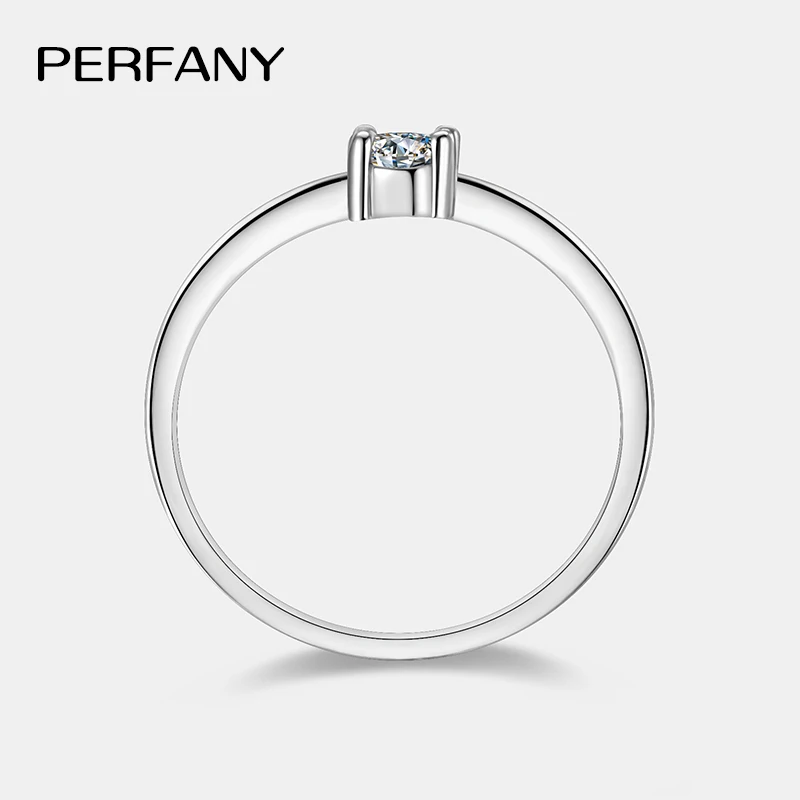 Silver Ring Wedding Rings Silver Rings Moissanite Ring PERFANY 0.3CT Moissanite Ring for Women S925 Pure Silver Four Claw Laboratory Diamond Compact and Exquisite Wedding Jewelry