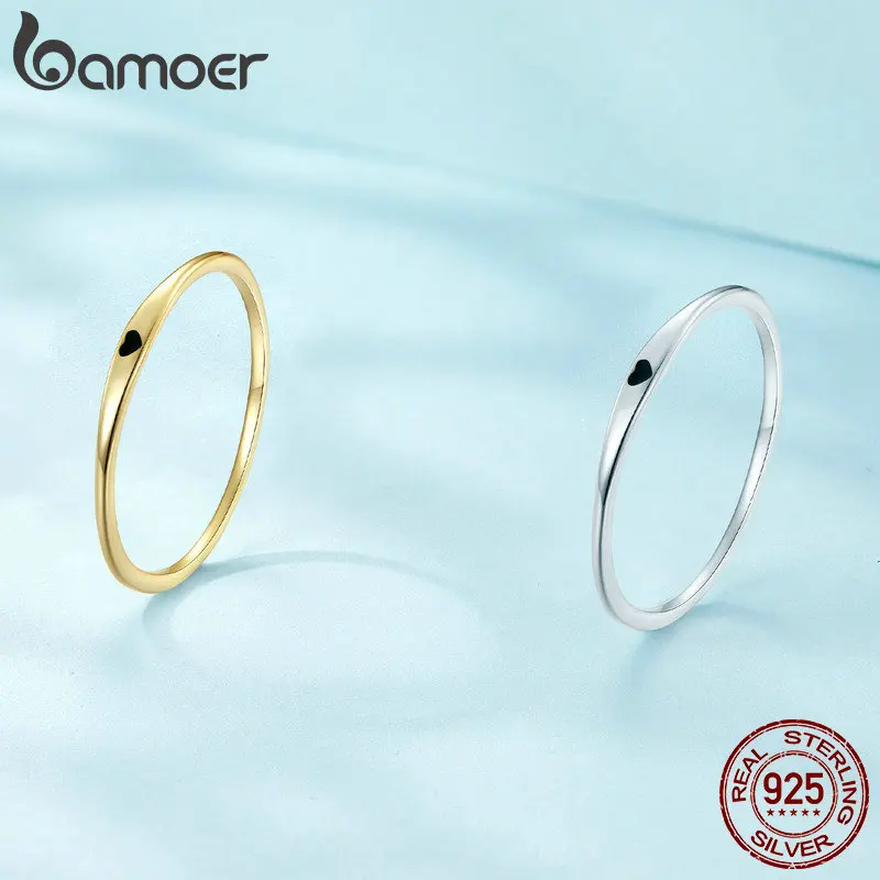 Silver Heart Ring 925 Sterling Silver Simple Carve Heart Wedding Band Stackable Promise Ring Her 2 Colors Size 5-10