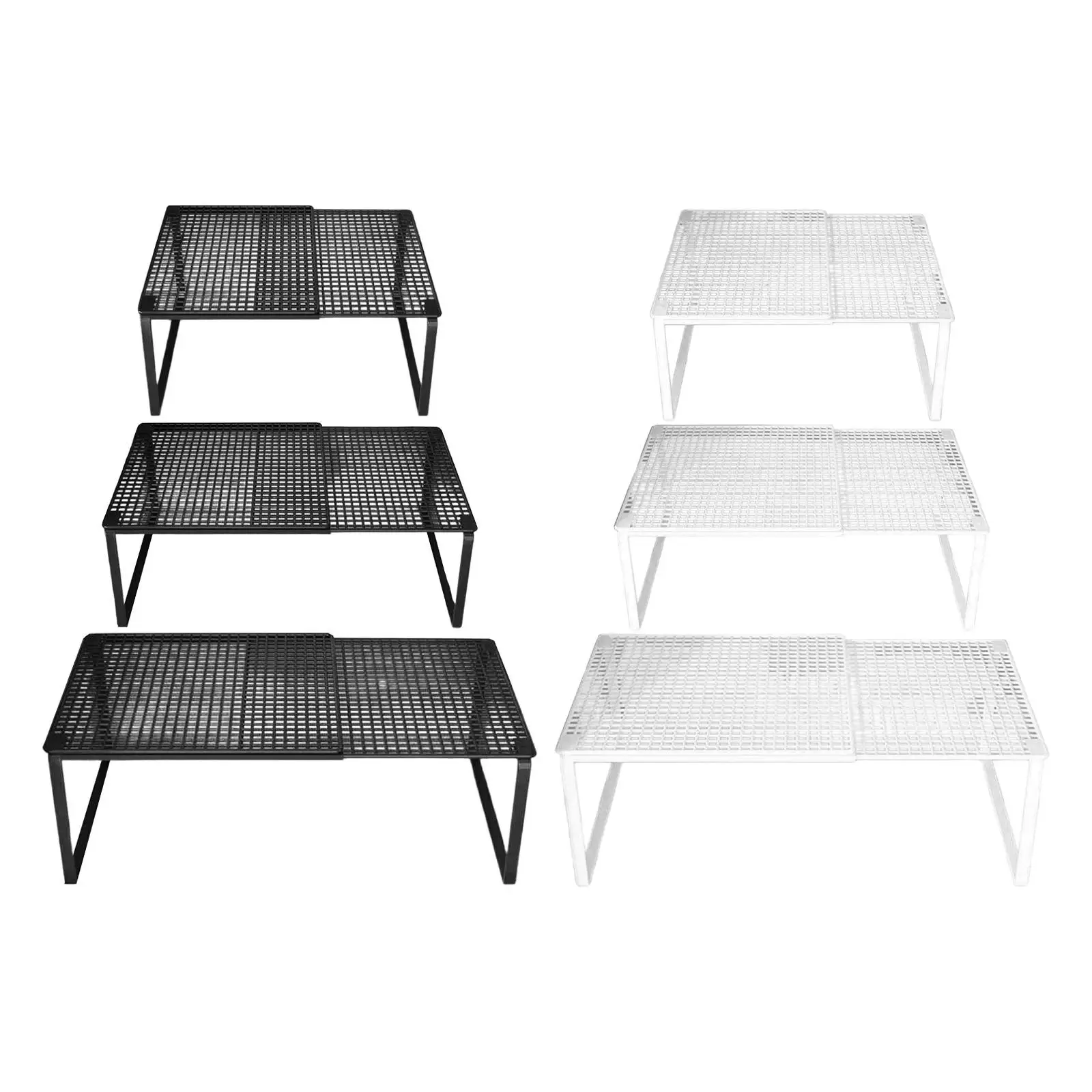 ชั้นวางของในครัวแบบซ้อนได้ ขยายได้ ใช้จัดเก็บของในตู้ ชั้นวางของอเนกประสงค์สำหรับหอพัก ใต้ซิงค์ สำหรับวางแก้ว ชามในห้องน้ำ 1