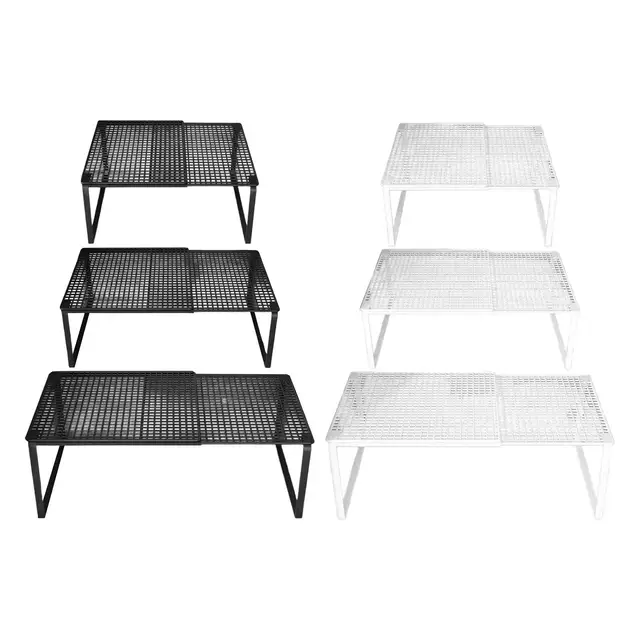 ชั้นวางของในครัวแบบซ้อนได้ ขยายได้ ใช้จัดเก็บของในตู้ ชั้นวางของอเนกประสงค์สำหรับหอพัก ใต้ซิงค์ สำหรับวางแก้ว ชามในห้องน้ำ 1