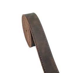 Premium Distressed Crazy Horse Leather Strap with Sutures - Thickened Version (9 Dark Brown)