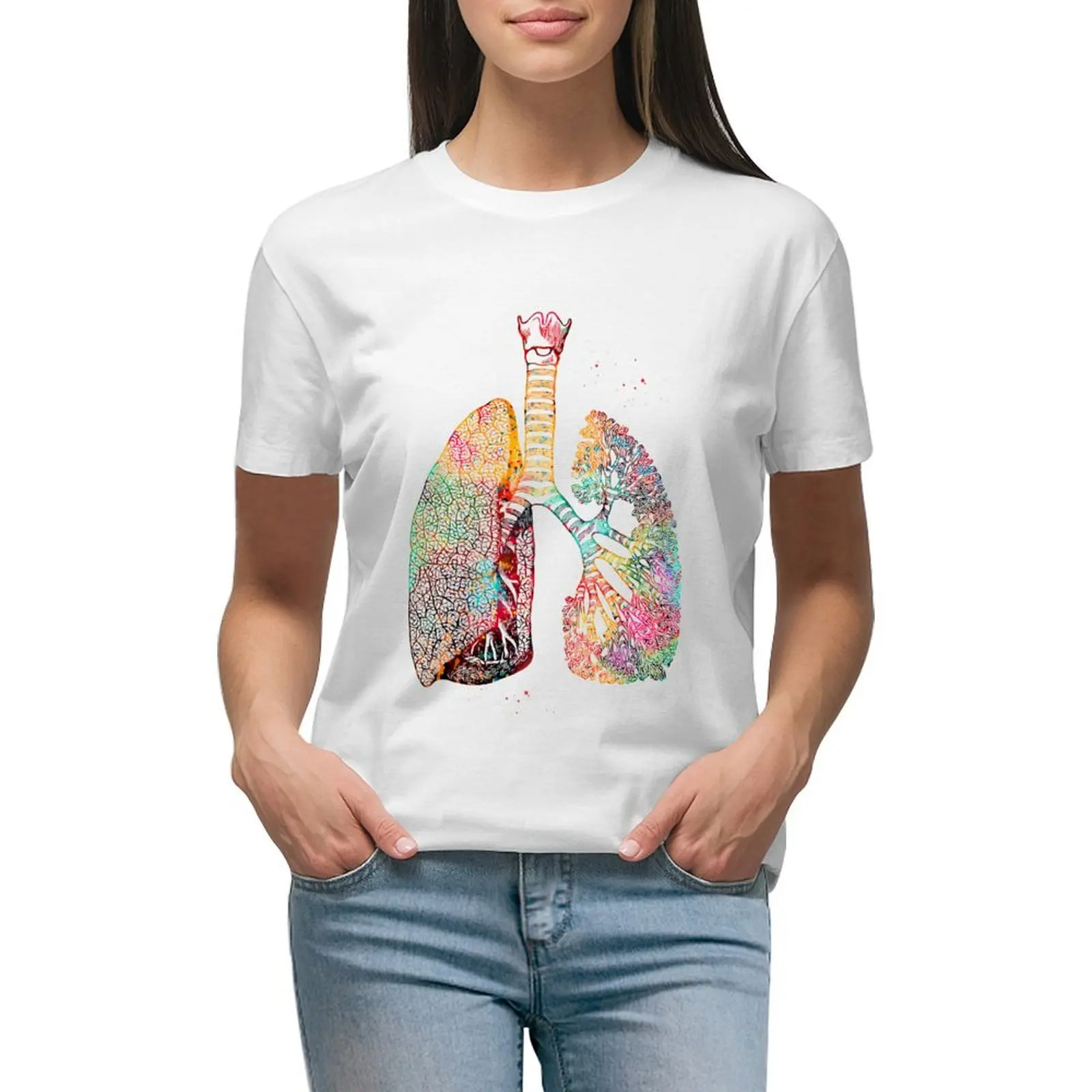 

Lungs Art T-shirt Blouse hippie clothes aesthetic clothes black t-shirts for Women
