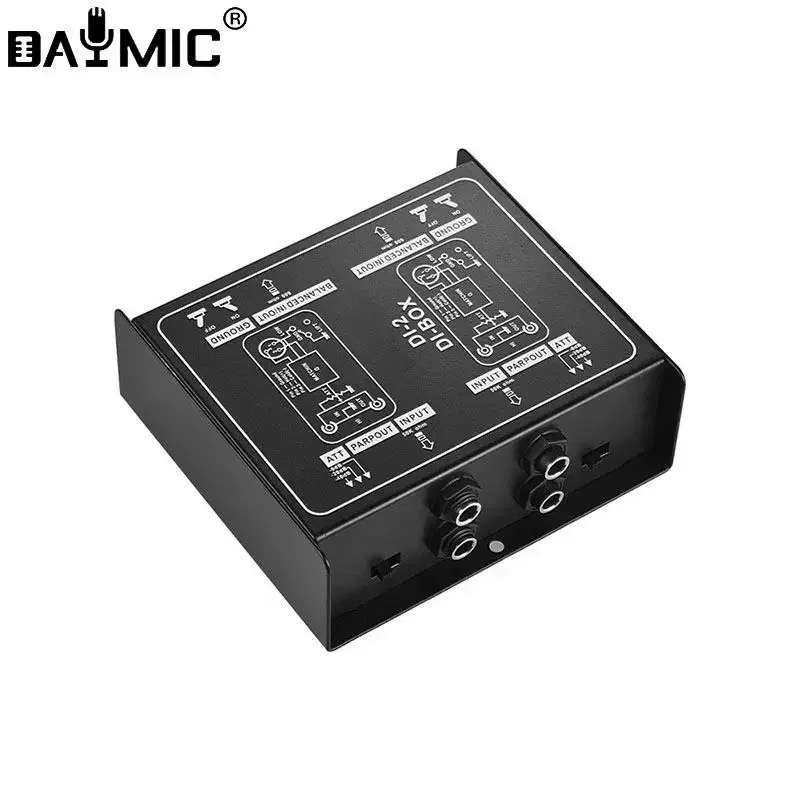 Audio DI Box Audio DI Box 2 channel Passive DIRECT BOX mini Injection Audio Converter DB 02 Music DJ Equipment For Live Show outdoor