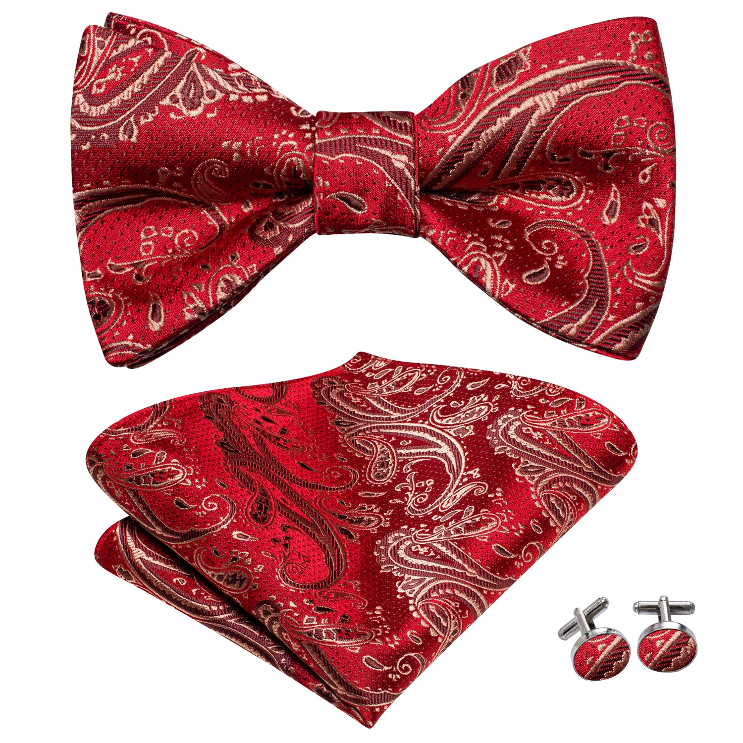 Neck Tie Pocket Square Hi-Tie Silk Mens Self Bow Tie Hanky Cufflinks Set Blue Red Gold Black White Male Jacquard Butterfly Knot Bowtie Wedding Business 2383922 Hi-Tie Silk Mens Self Bow Tie Hanky Cufflinks Set Blue Red Gold Black White Male Jacquard Butterfly Knot Bowtie Wedding Business