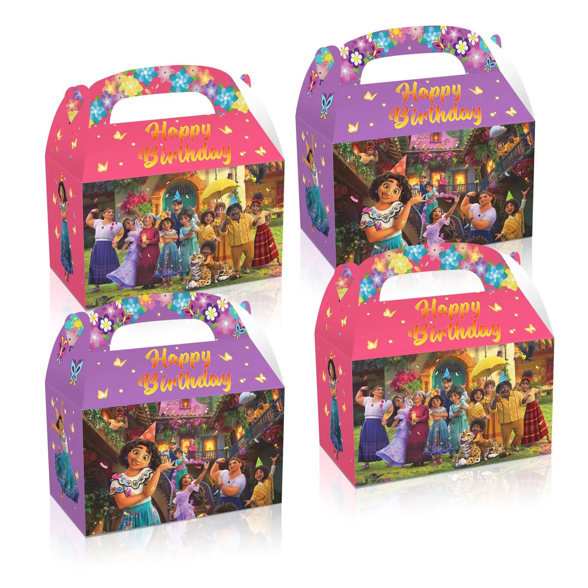 12pcs Minnie Mouse Bags for Birthday Party Candy Boxes Package Mickey Mouse Gift Box Children Birthday Party Favors Encanto Elsa