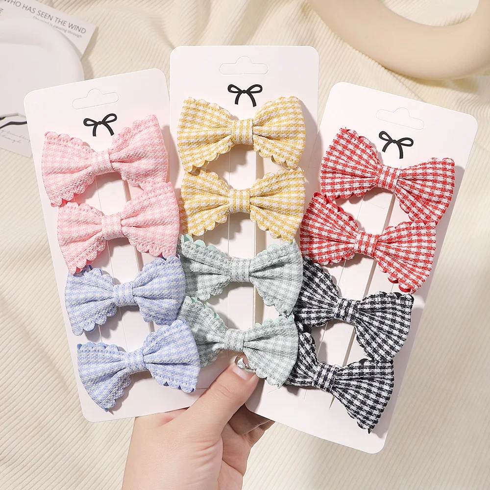 Hair Bows Hair Clips Set 4Pcs/Set Cute Candy Color Mini 2.5