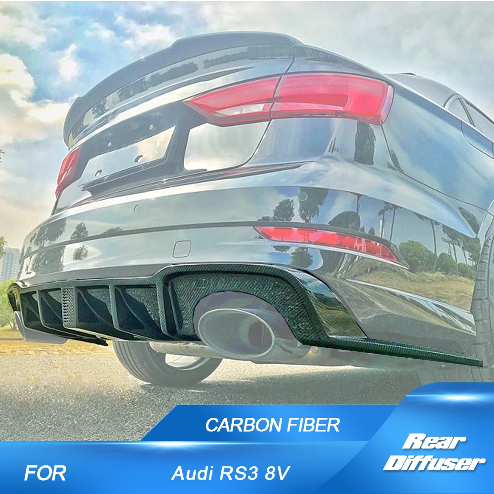 

Задний диффузор из углеродного волокна для Audi RS3 Sedan 8V 4-Door 2017 2018, автомобильные комплекты, диффузор для заднего бампера, спойлер, защита Бампера