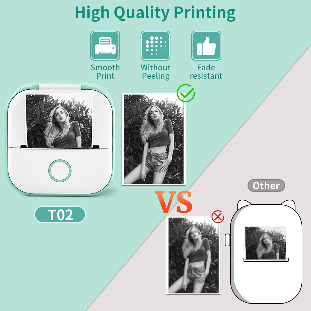 Phomemo-impressora Portátil Inkless Mini Sticker Impressora Térmica de Bolso Compatível com Android Ios Impressão Instantaneamente Divertida T02 - Imagem 4