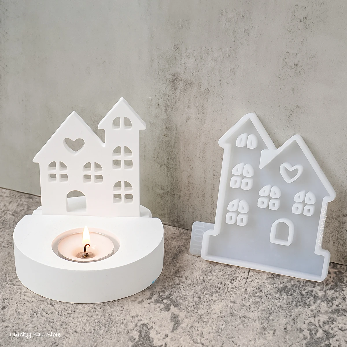 DIY Castle Love House Candle Holder silicone mold Silicone Mold New Cement Tea Light Candlestick Mould Resin Crafts Casting Molds Room Decor